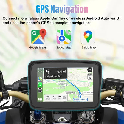 GPS Navigation Motorcycle GPS Waterproof IP67 GPS Nivigator with Carplay Display Motorcycle Wireless Android Auto GPS Navigator