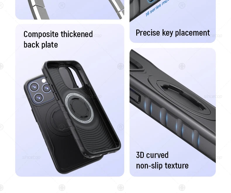 Quad-style Motocycle/Bike Magnetic Shockproof Case For iPhone 17 16 15 14 ProMax Charging Protective Cover with Lock-in Design