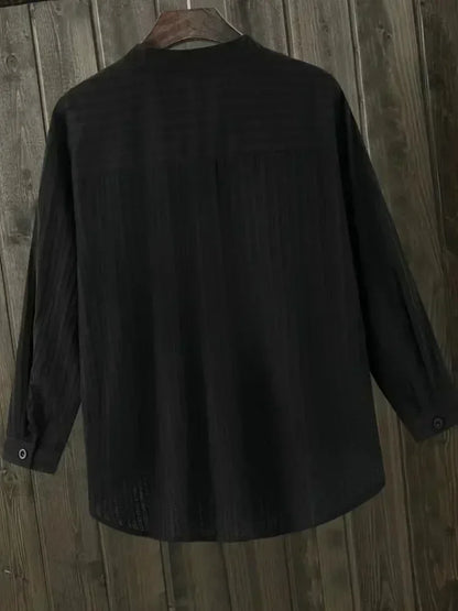 Plus Size Shirts Women's Cotton Tops Mujer Office Long Sleeve New Korean Loose Casual Vertical V-neck Shirts Top Blusas De Mujer
