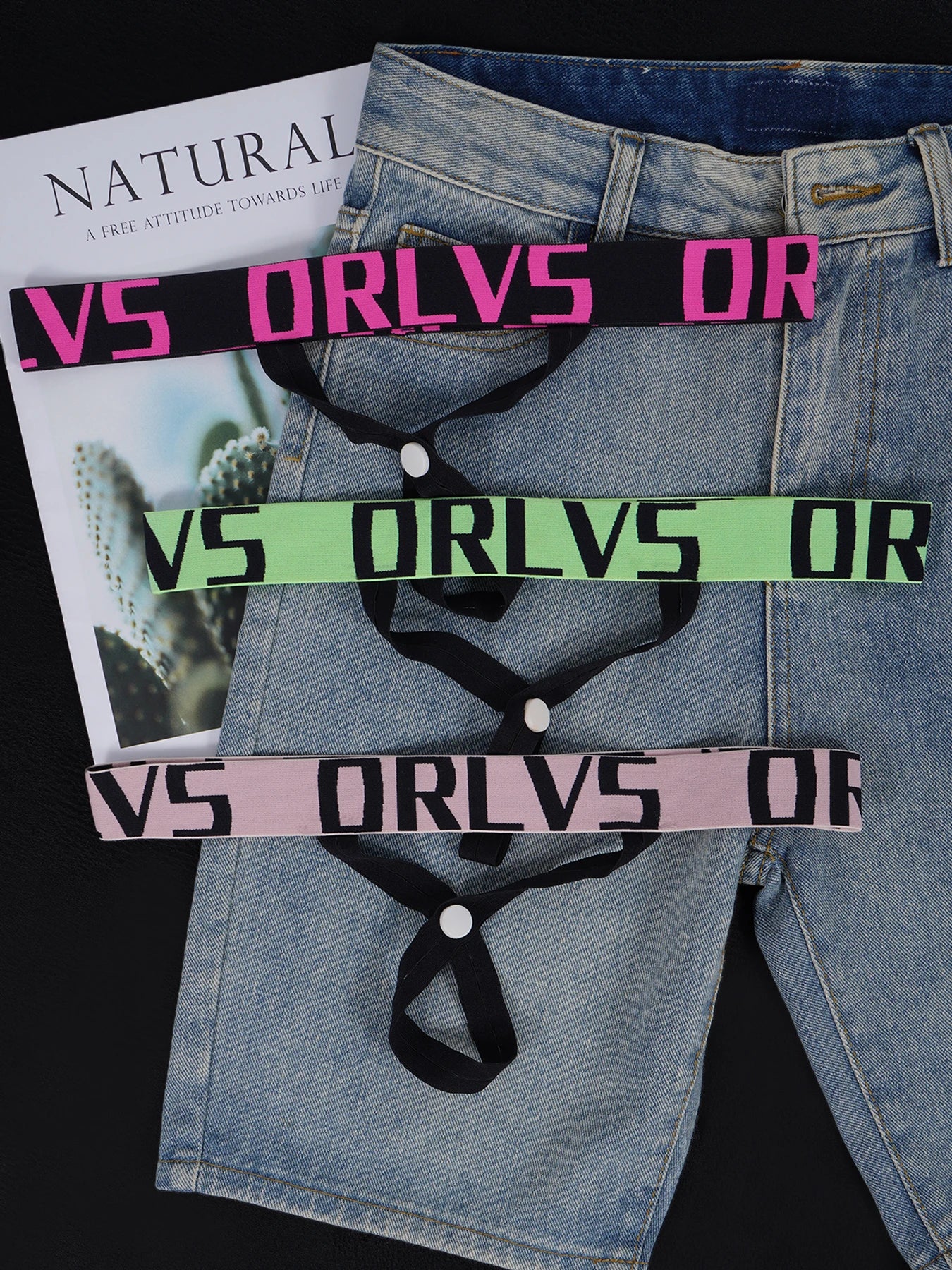 3 PCS Men's ORLVS Letter Waistband Sexy Jockstraps Multicolor Removable Snap Crotch Underwear