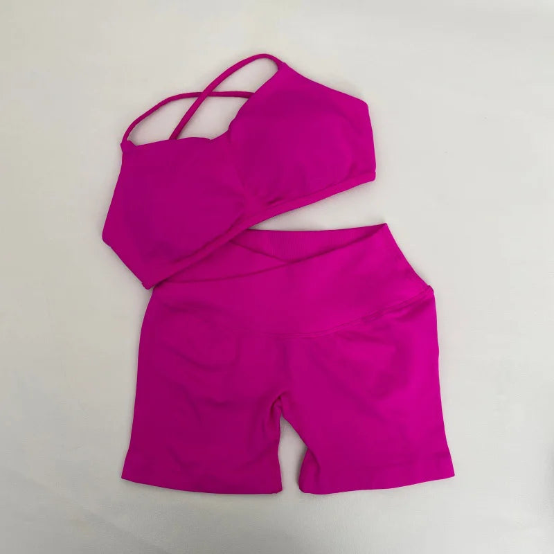 3 Pieces Women's High Stretch Gym Sportswear Shrug Sports Bra Shorts Set Comfortable Workout Yoga Active Wear Outfit