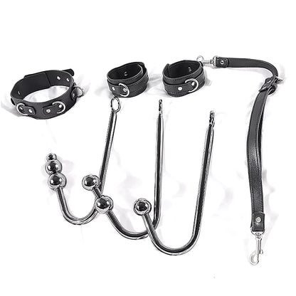 BDSM adjustable anal hook set leather collar handcuff straps BDSM removable multiple play accessories adult sex toys