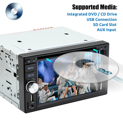 6.2" Double 2 DIN Car Stereo Radio CD DVD Player Apple Carplay & Android Auto FM/RDS HD Touch Screen Bluetooth USB TF+MIC&Camera
