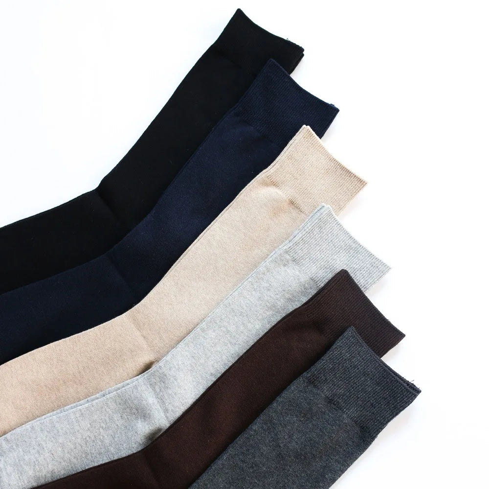 6 Pairs Large Men's Cotton Office Socks Long Solid White Black Mid-Calf Business Formal Sock Casual Plus Size 45 46 47 48 49 50