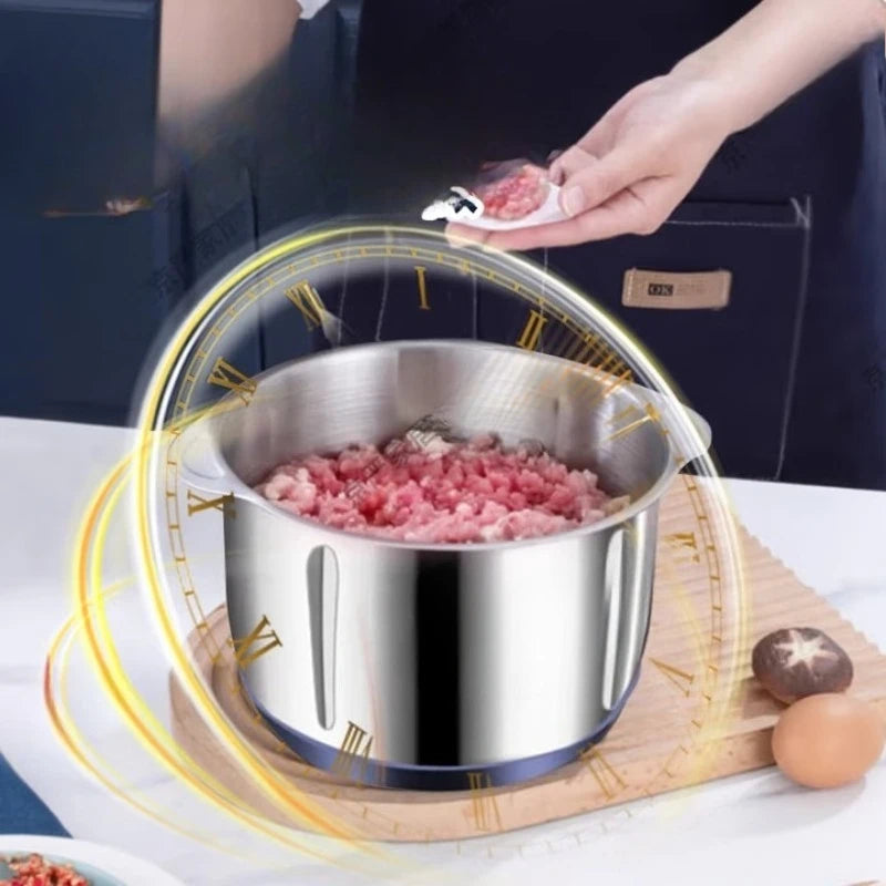 Electric Meat Grinder, Multifunctional Food Chopper for Baby Food, Garlic, Vegetables, 5-Speed Adjustable, Large Stainless Steel