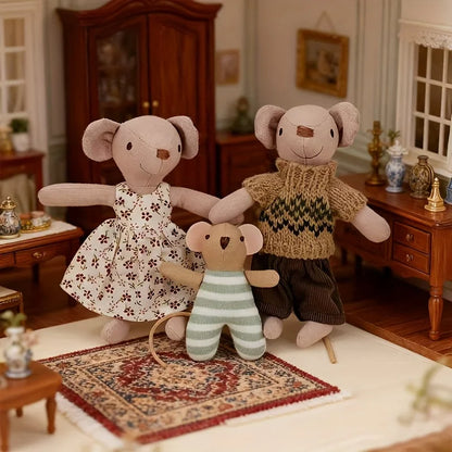 2/3 Pcs, 15/9.5 Cm Tall Interchangeable Mouse Dolls for Dollhouse Miniature Scene Decoration, Christmas and New Year Gifts
