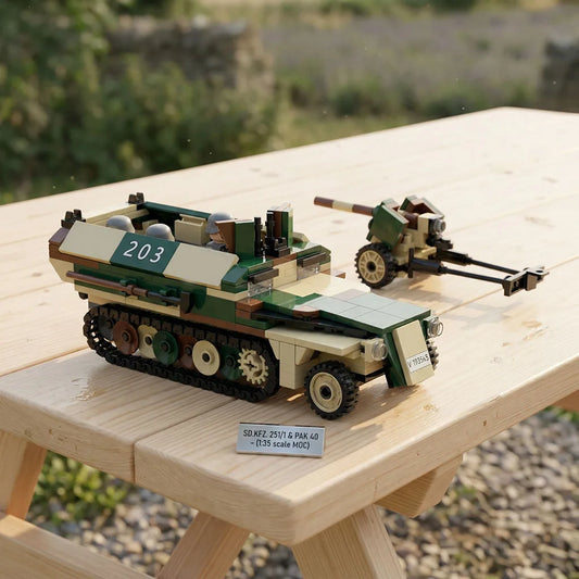 Half-track Armored Vehicle Building Blocks WW2 Germany Military Model Bricks Toy Camouflage Model