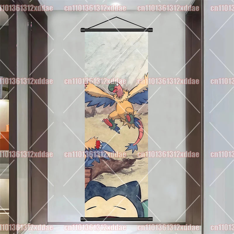 Pokémon Anime Poster Art Scroll Painting Rayquaza Pikachu Entei Squirtle Bulbasaur Gengar Snorlax Friends Children Holiday Gift