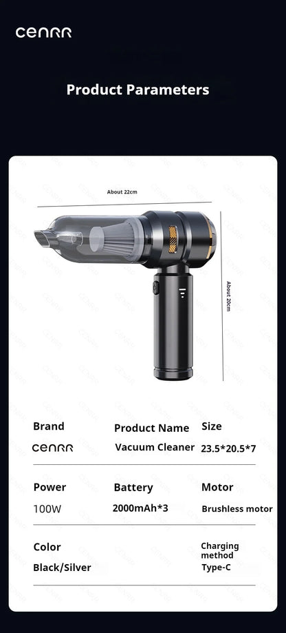 CENRR 998000PA Car Vacuum Cleaner Portable Powerful HandHeld Car Cleaner Dust Display Lamp Strong Suction Air Gun