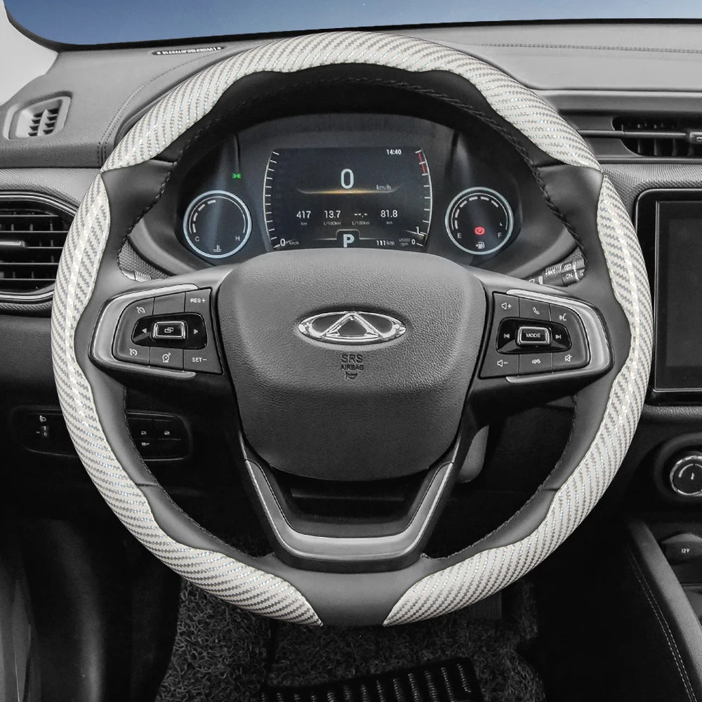 Suitable for Chery Carbon Fiber Texture Steering Wheel Cover with Segmented Quick-Release Design, Durable, for Models Such as Tiggo 2 3 4 7 8 9 Pro Max Csh Arrizo 6 Cross C5 J6 E5 Omoda 5 Gt Eq7