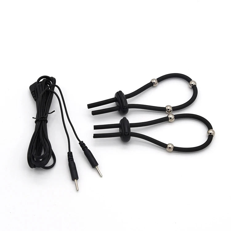 Electric Shock Bdsm Cock Sheath Ball Stretcher Host Cable E-stim Penis Ring Electro Sex Toy for Men Glans Testicle Loops Massage