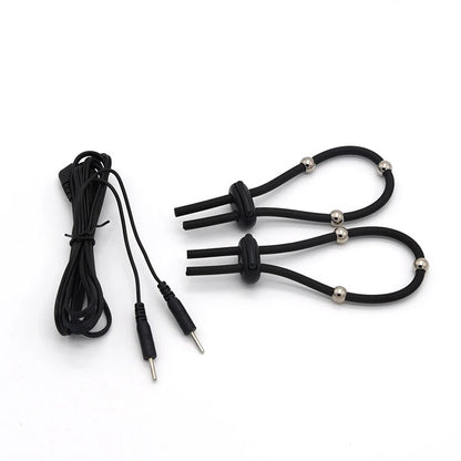 Electric Shock Bdsm Cock Sheath Ball Stretcher Host Cable E-stim Penis Ring Electro Sex Toy for Men Glans Testicle Loops Massage