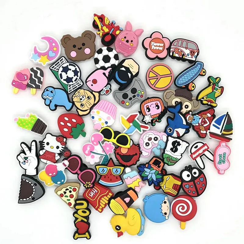 20/50/100/200/500 Pcs Random Cartoon Shoe Charms For Clogs Bubble Slides Sandals PVC Shoe Decorations Accessories For Teens Gift