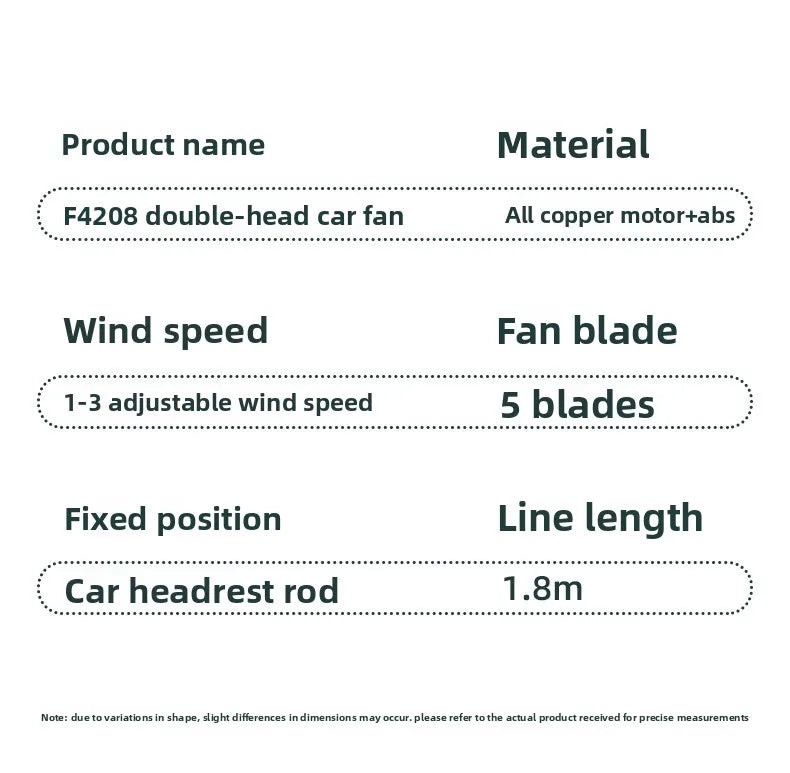 New Clip-On Dual-Head Rear Car Fan, Multifunctional Backseat Vehicle Fan