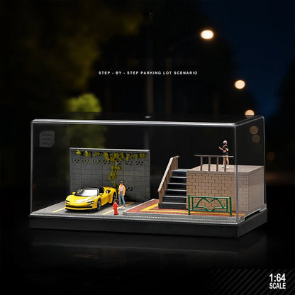 1/64 Miniature Parking Lot Diorama-Diecast Model Car Park Model Scene for Action Figures,DIY Collection (No Car)