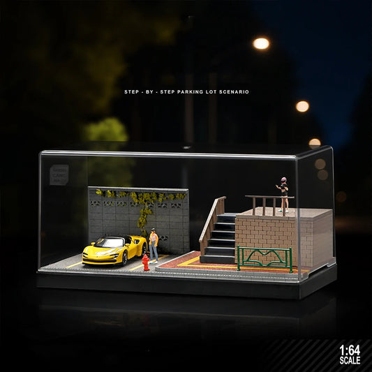 1/64 Miniature Parking Lot Diorama-Diecast Model Car Park Model Scene for Action Figures,DIY Collection (No Car)