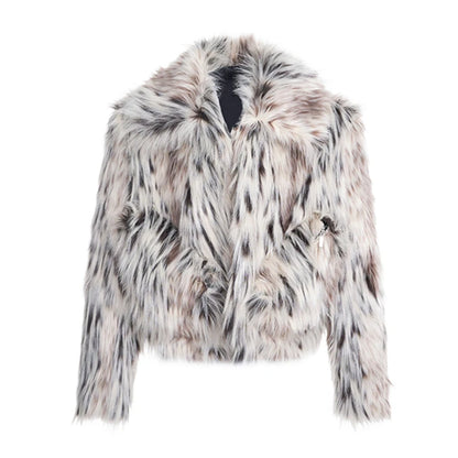 MWJQ Leopard Print Design Imitation Fur Clothing Male High Street Lapel Autumn Winter New Short Loose Men's Fashion Coat 010073