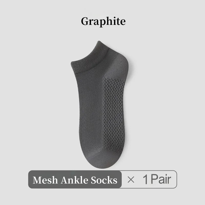 1/4/7 Pairs Men's Mesh Breathable Ankle Socks & Crew Socks - Lightweight Cotton Low Cut No Show Socks for Sports, Spring Summer