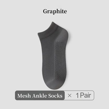 1/4/7 Pairs Men's Mesh Breathable Ankle Socks & Crew Socks - Lightweight Cotton Low Cut No Show Socks for Sports, Spring Summer