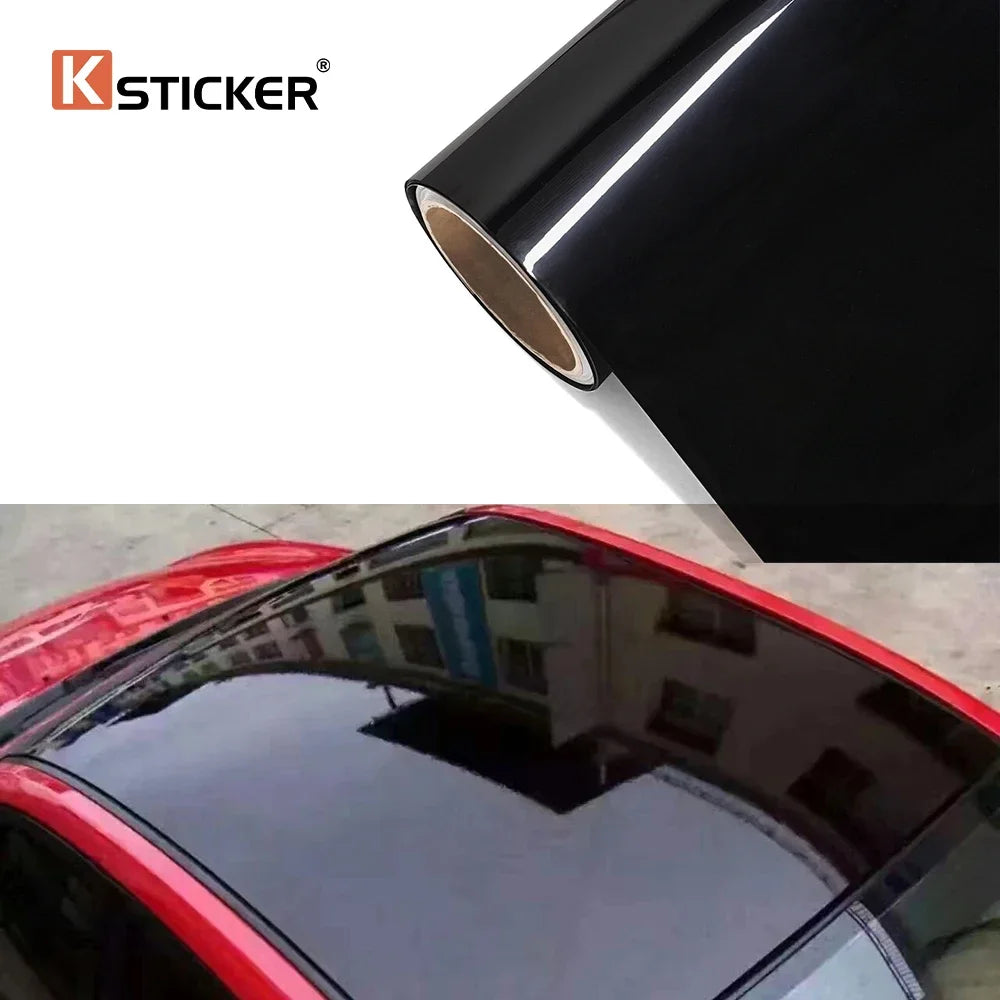 Glossy Black Car Roof Wrap Vinyl 1.35M x 2M/3M Bubble-Free Self Adhesive Car Top Film for Skylight Style Protection Styling