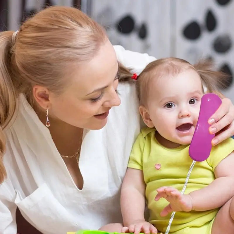 Kids Toy Phone Fun Learning Toy Kids Play Phone Intercom Realistic Cell Phone Design With 23Ft Phone Line Birthday Christmas Toy