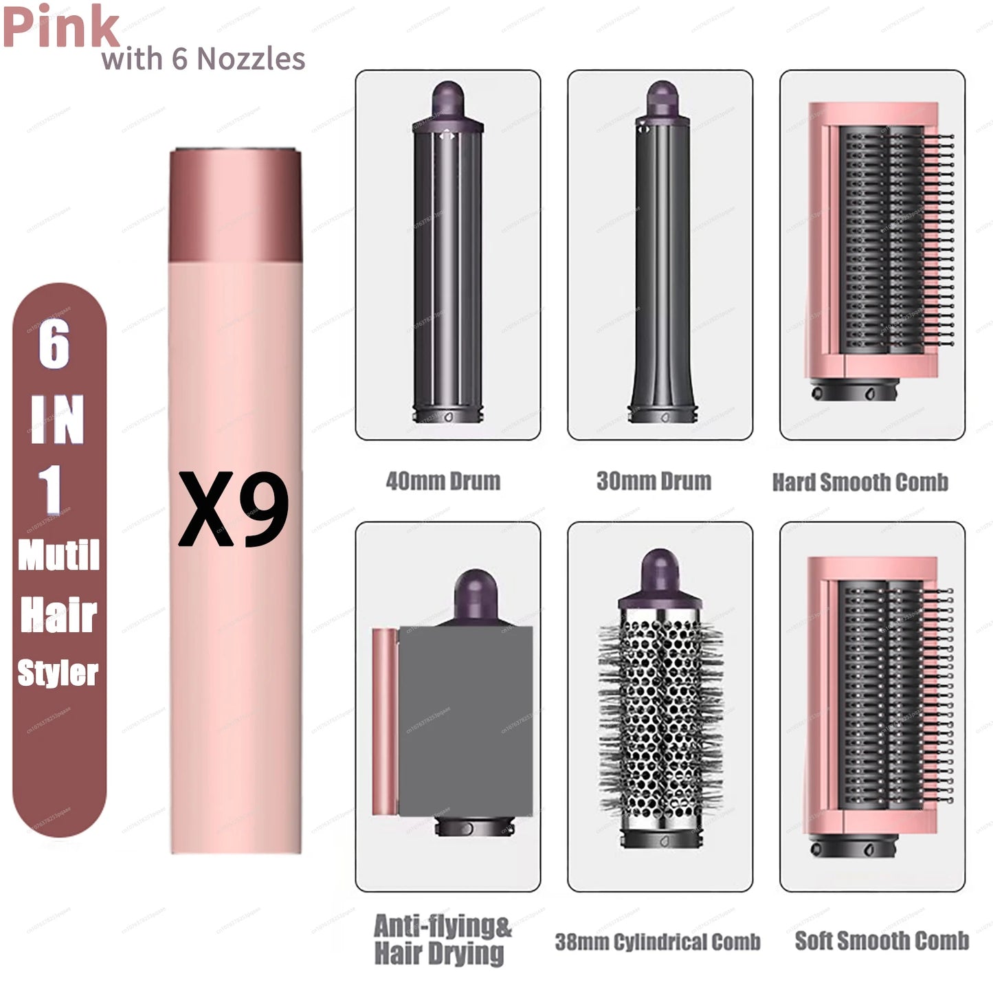 Sencimen X19 Upgraed Multil Hair Styler Auto Curling&Straightenting Barrel Nozzle Wrap Hair Dryer Professional Curly Hair Styler