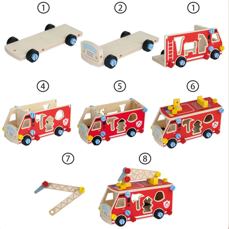 Montessori Wooden Toys Pretend Play Tools Construction Toy Nut Screw Disassembly Assembly Toolbox  Educational Toys for Kids