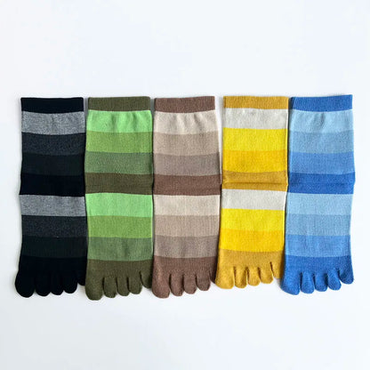 1/5 Pairs Man Short Socks Toe Striped Business Cotton Party Dress Soft Elastic Young Colorful Happy Funny Five Finger Socks Warm