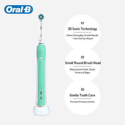 Oral B Electric Toothbrush Pro 4000 3D Action Daily Clean Teeth Visible Pressure Sensor 4 Modes Gum Cares Waterproof Rechargeabl