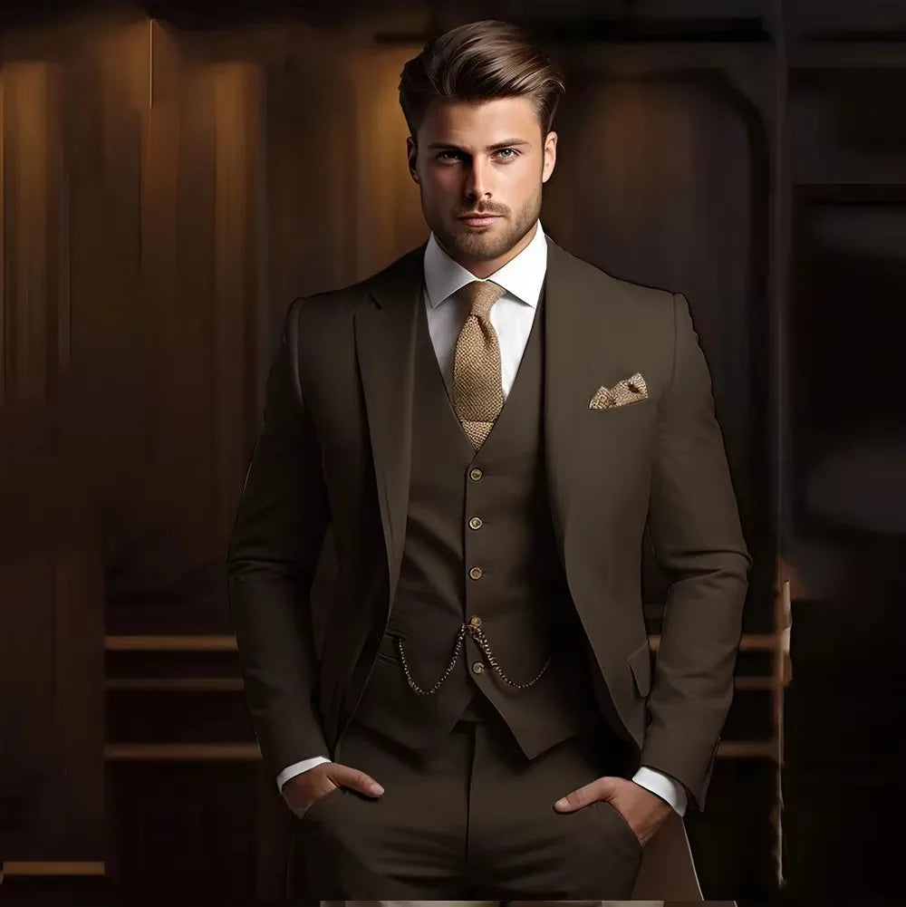 High Quality Black Men's wedding Suits Smart Cusual 3 Piece Custom Slim Fit Male Blazer Wedding Groom Tuxedos Costume Homme