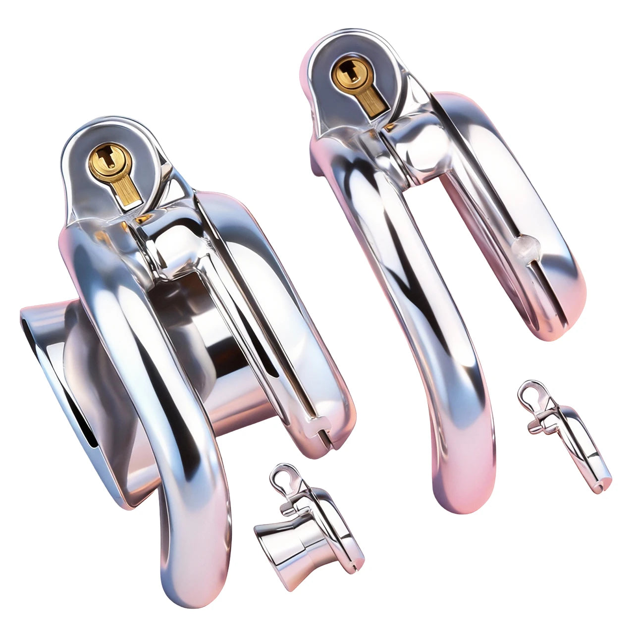 FRRK 268 Flat Button Sissies Male Chastity Cage, 240 Steel Urethral Inverted Chastity Belt, Slave Man Sex Toy Anti-Cheating