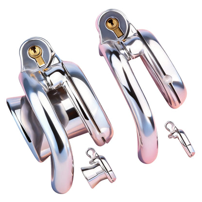 FRRK 268 Flat Button Sissies Male Chastity Cage, 240 Steel Urethral Inverted Chastity Belt, Slave Man Sex Toy Anti-Cheating
