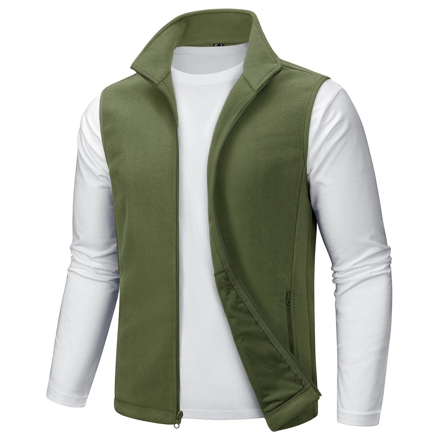 TACVASEN Men's Fleece Vest Zip Up Lightweight Sleeveless Jacket Warm Polar Fleece Outerwear with Pockets Casual Golf Hiking Vest