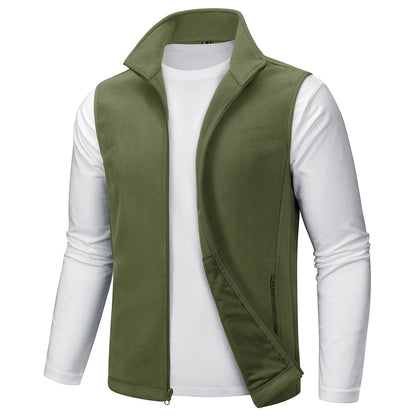 TACVASEN Men's Fleece Vest Zip Up Lightweight Sleeveless Jacket Warm Polar Fleece Outerwear with Pockets Casual Golf Hiking Vest