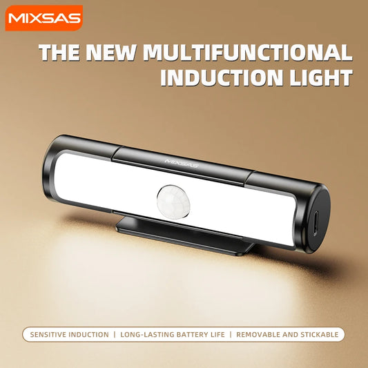 MIXSAS Car Sensor Light Automatic Induction Lamp Type-c Charging Wireless 3-Color Smart Night Light for Car Trunk Van Bus 버스용품
