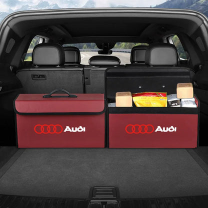Car Trunk Collapsible Leather Tidying Stowing Box Accessories For Audi Sline A1 A3 A4 A5 A6 A7 A8 B8 B9 B6 C6 Q2 Q3 Q5 Q7 Q8 TT