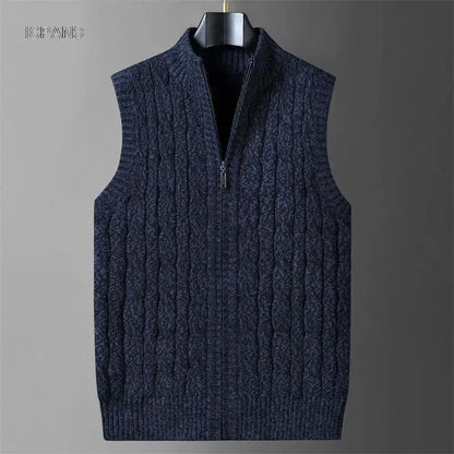Half Zipper Sleeveless Men Korean Clothes  Jumper For Men  Vintage Sweater  Streetwear Black Vest  Jackets Pullovers Knit