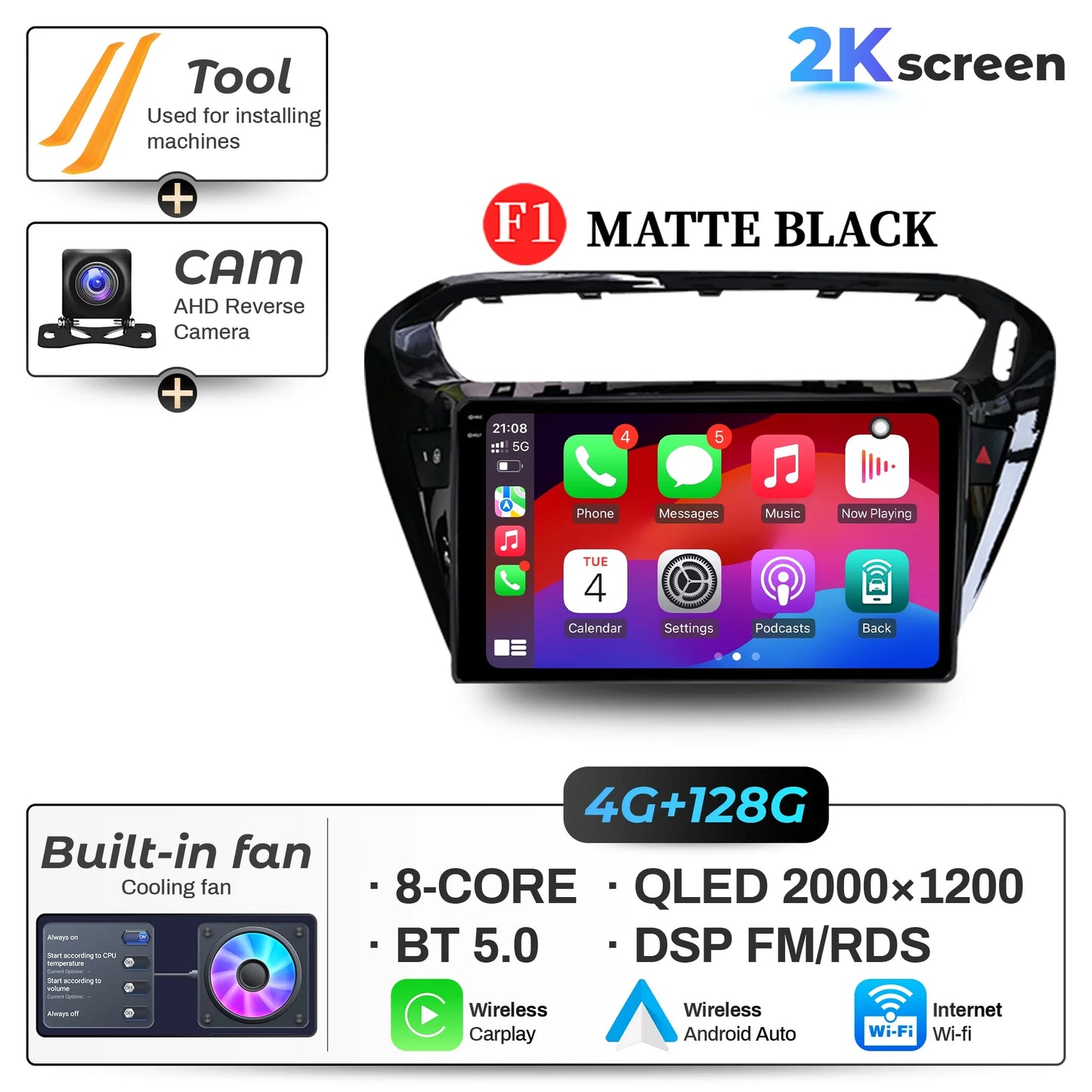 9" Car Radio For Peugeot 301 Citroen Elysee 2013-2018 Android 16 Wireless BT Carplay Multimedia Navigation Touch 2K QLED Screen