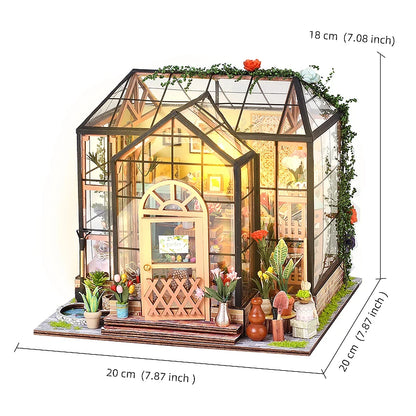 Zuuton Retro Coffee House DIY Miniature Dollhouse Kit 3D Wooden Puzzle Loft Building Kit with LED Light and Full Furniture Gifts