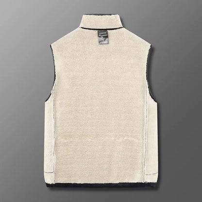 Winter Fleece Vest Men Outdoor Windproof Warm Casual Zipper Jackets Sherpa Lining Basic Solid Plush Thickened Sports Waistcoat
