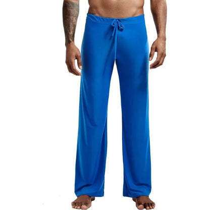 Men's Ice Silk Casual Pants Summer Drawstring Loose Fit Breathable Yoga Trousers Men's Lightweight Lounge Wide Leg Pants