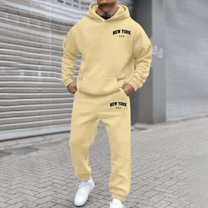 Amazon Cross-Border Hot Selling New Arrival Men's and Women's Streetwear Trendy Fleece Hooded Print Sweatshirt Set Bestseller