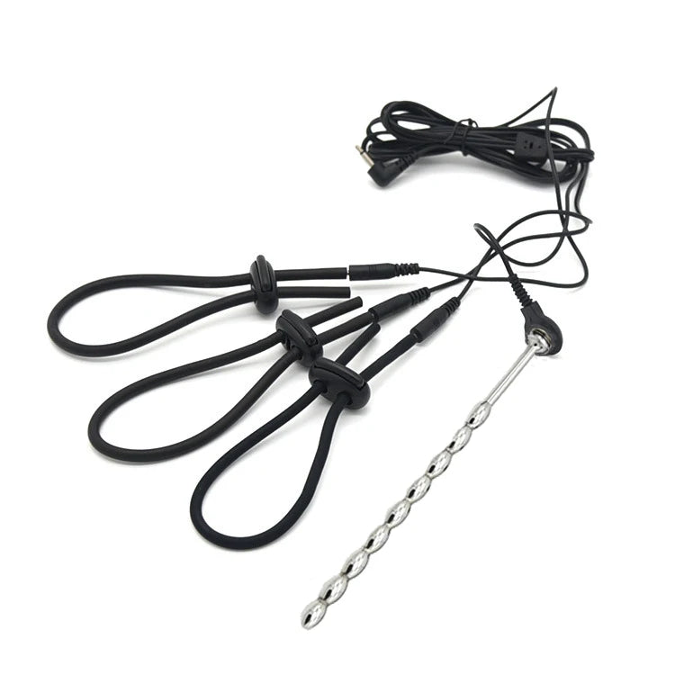 Electric Shock Bdsm Cock Sheath Ball Stretcher Host Cable E-stim Penis Ring Electro Sex Toy for Men Glans Testicle Loops Massage