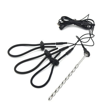 Electric Shock Bdsm Cock Sheath Ball Stretcher Host Cable E-stim Penis Ring Electro Sex Toy for Men Glans Testicle Loops Massage