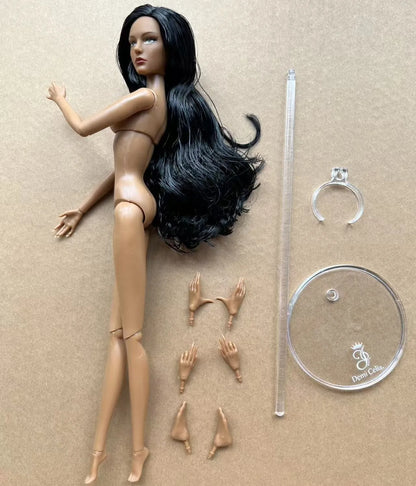 1/6 Female Super Model DC Doll Head Body Figure With Good Makeup Heads With 2 Pairs Hands 1 Feet and Clear Doll Stands