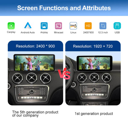 2400×900 12.3“ Ultra-thin Multimedia Touchscreen Wireless CarPlay Android Auto For Mercedes-Benz W205 X253 GLC C Class W447 BT