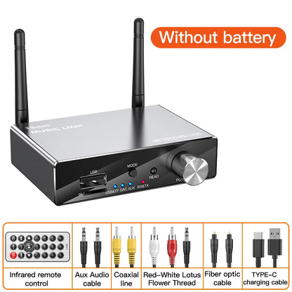 6 IN 1 DAC Bluetooth 5.3 Receiver Transmitter Optical Coaxial AUX RCA USB TF Wireless Audio Adapter Digital to Analog Converter