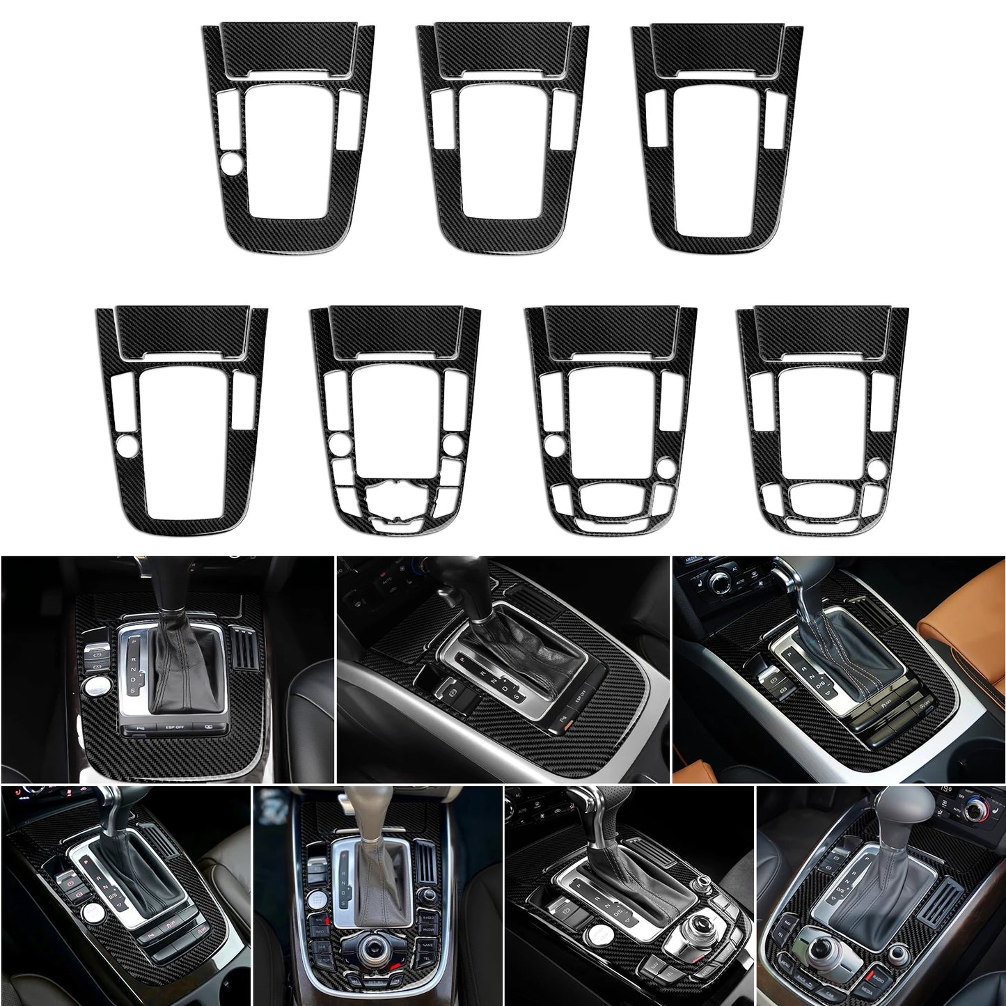 Car Center Console Gear Shift Panel Set, For Audi A4 S4 RS4 A5 S5 RS5 (2007-2016) Carbon Fiber Interior Sticker Trim Accessories