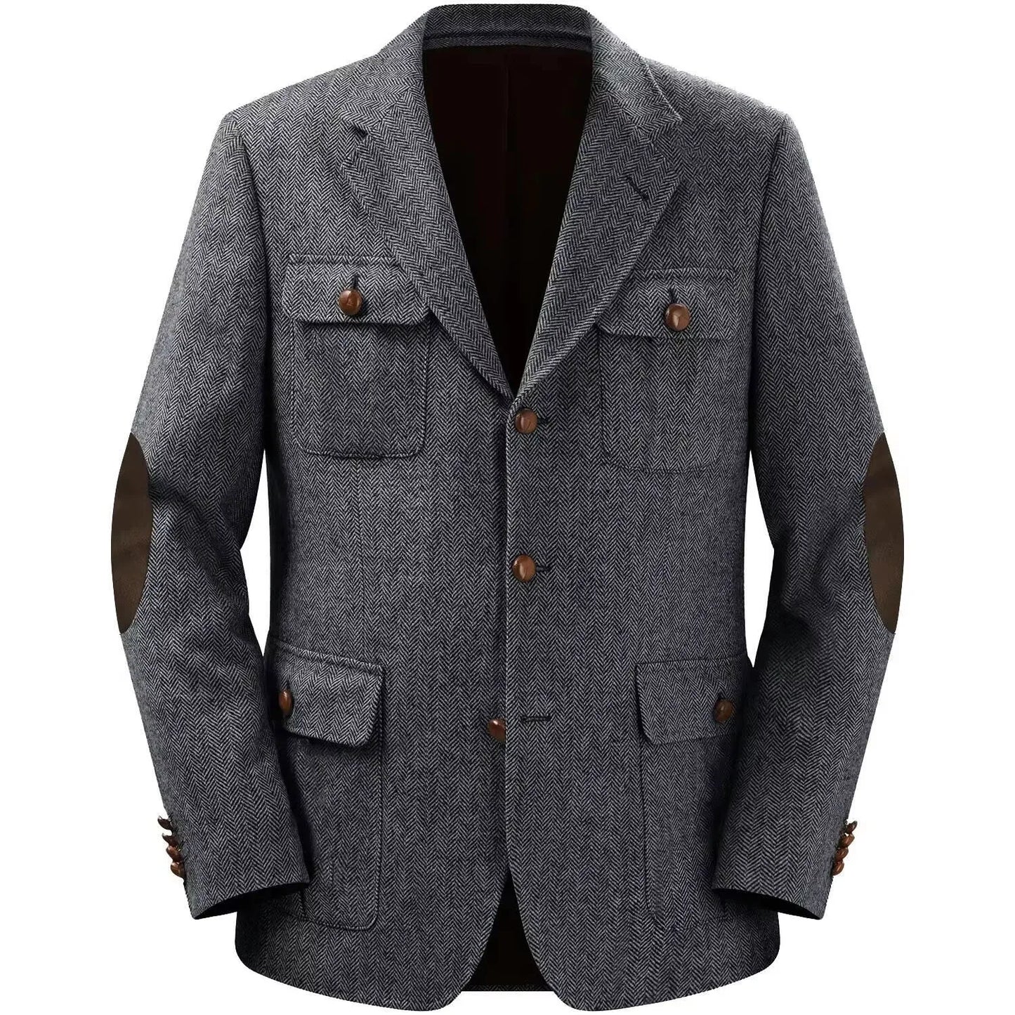 Men's Herringbone Hunting Jacket Casual 4 Pockets Fashion Design Vintage Tweed Blazers Blazer Single Breasted Comfortable Work