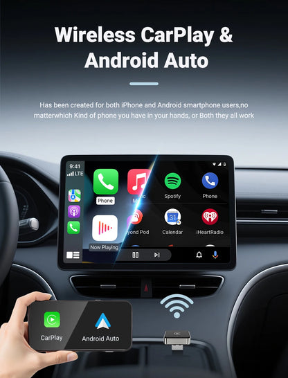 Wireless CarPlay Android 2026 New Smart Auto Adapter Hassle-Free Plug&Play Stable BT WiFi Connect OTA Upgradable Fit 99% Vehicle